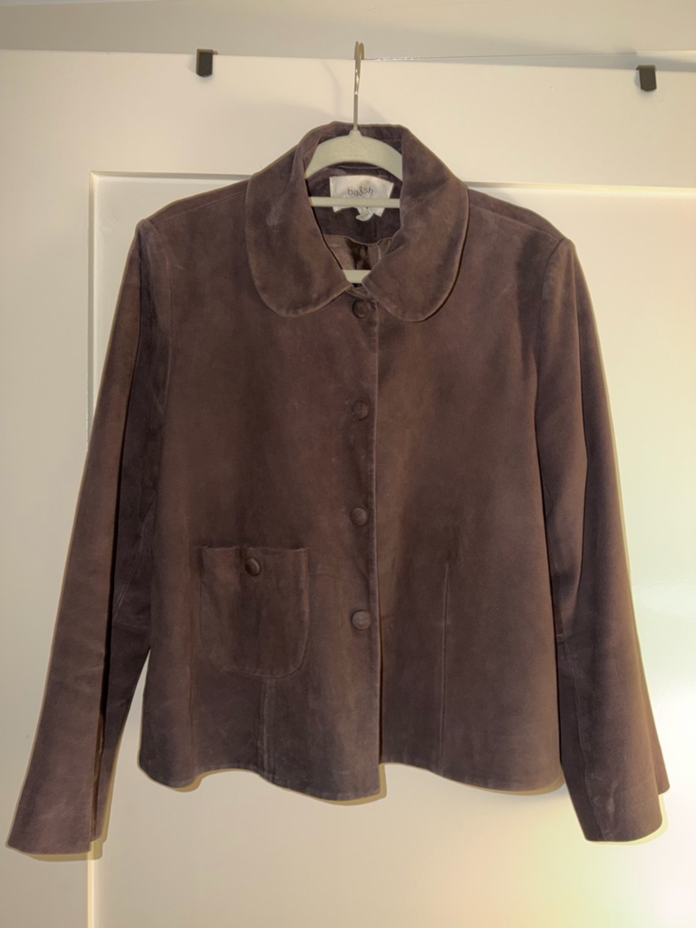 Ba&sh Milas Suede Button-Front Jacket in Chocolate - Picture 3 of 4